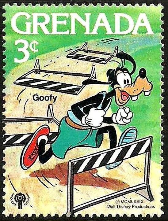 z vendido Grenada 1979 Scott 953 Sello ** Walt Disney Deportes Goofy Carrera Obstaculos 3c Granada